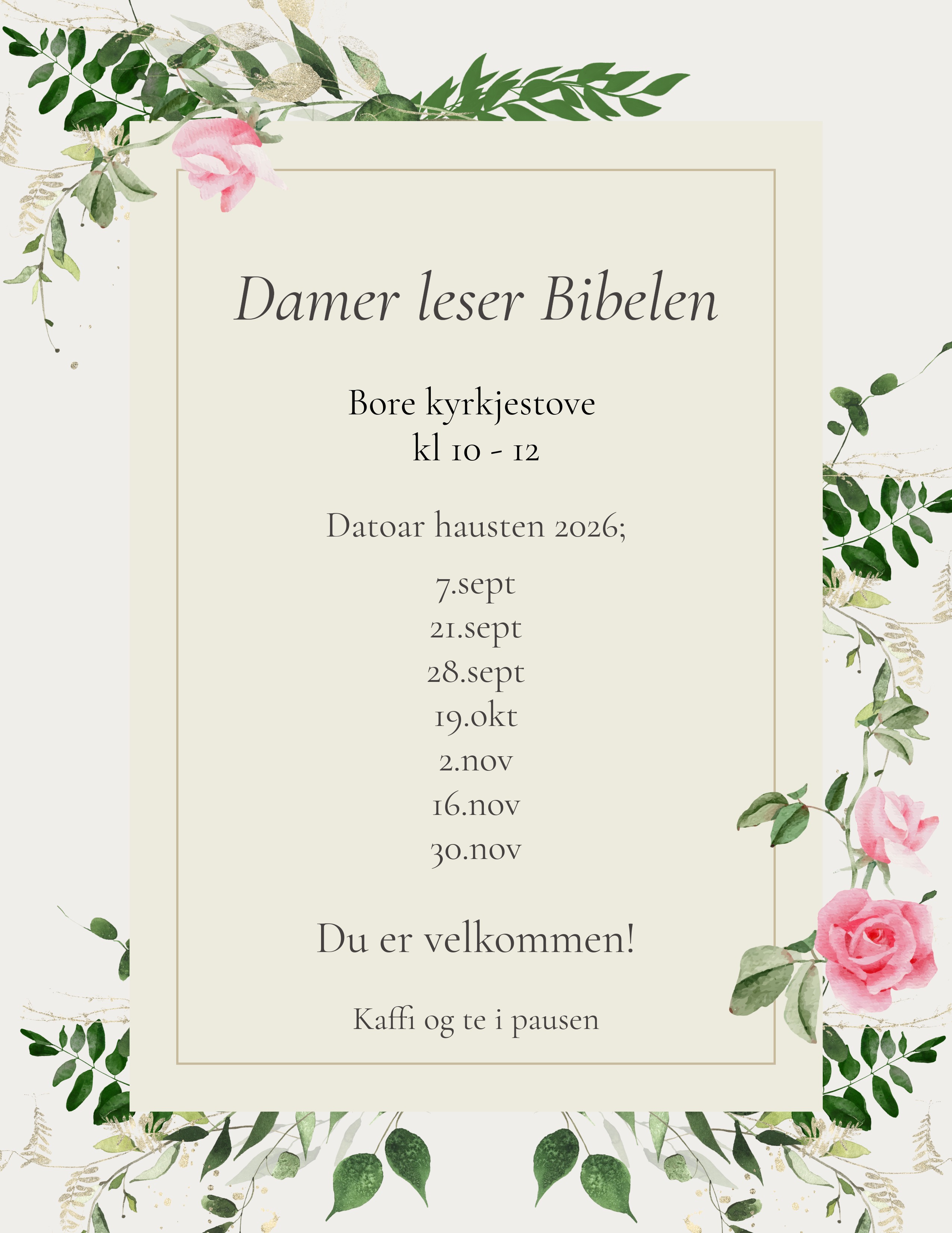 Plakat med Damer leser bibelen.